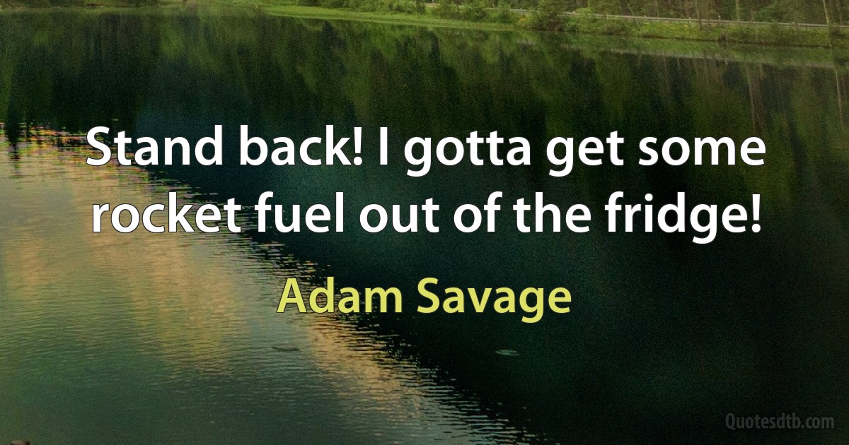 Stand back! I gotta get some rocket fuel out of the fridge! (Adam Savage)