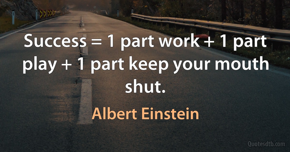 Success = 1 part work + 1 part play + 1 part keep your mouth shut. (Albert Einstein)