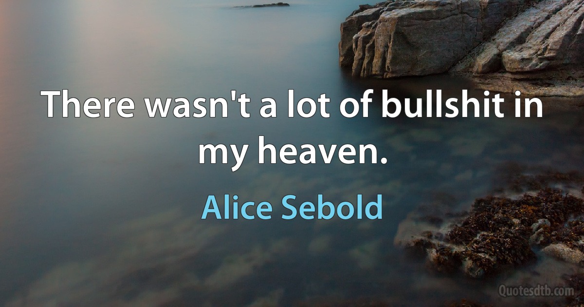 There wasn't a lot of bullshit in my heaven. (Alice Sebold)