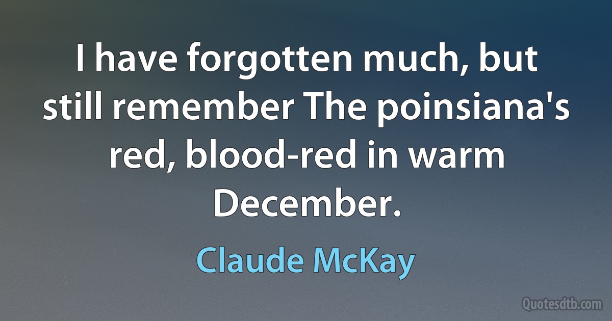 I have forgotten much, but still remember The poinsiana's red, blood-red in warm December. (Claude McKay)