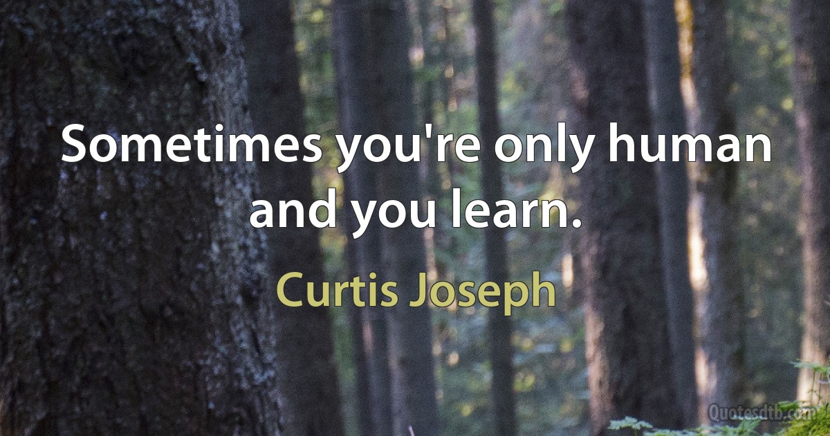 Sometimes you're only human and you learn. (Curtis Joseph)