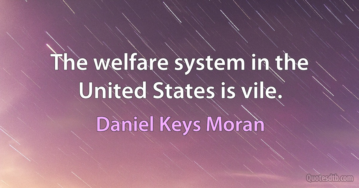 The welfare system in the United States is vile. (Daniel Keys Moran)