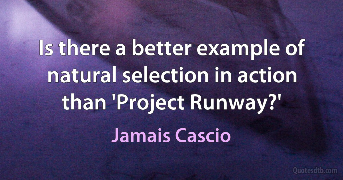 Is there a better example of natural selection in action than 'Project Runway?' (Jamais Cascio)