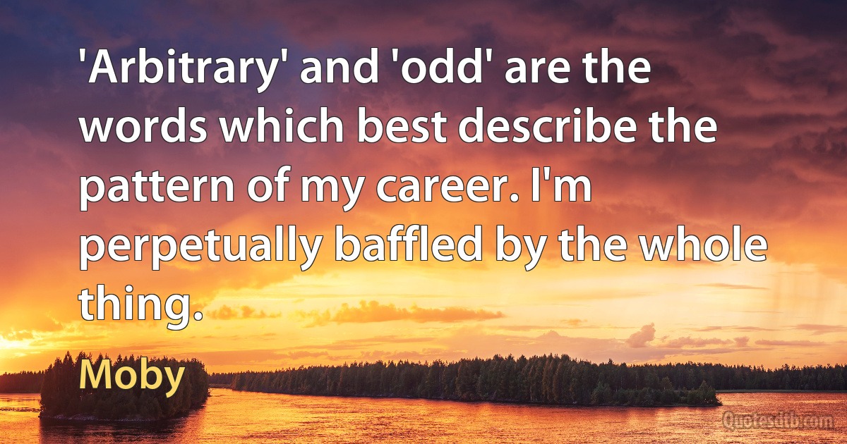 'Arbitrary' and 'odd' are the words which best describe the pattern of my career. I'm perpetually baffled by the whole thing. (Moby)