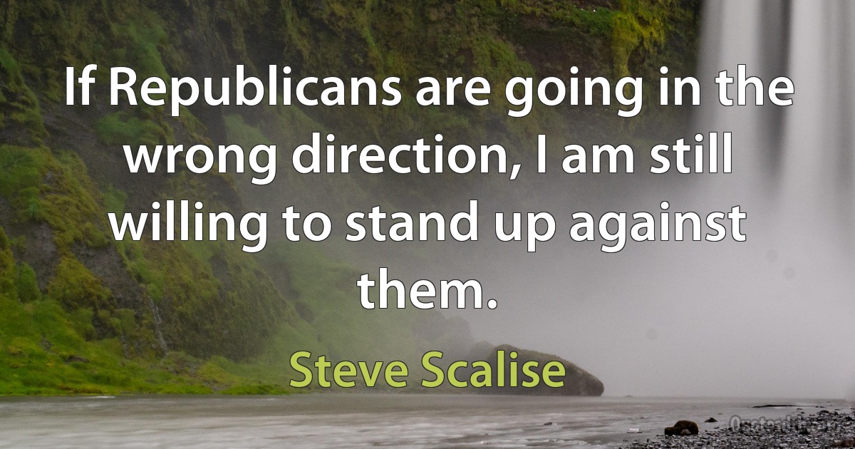 If Republicans are going in the wrong direction, I am still willing to stand up against them. (Steve Scalise)