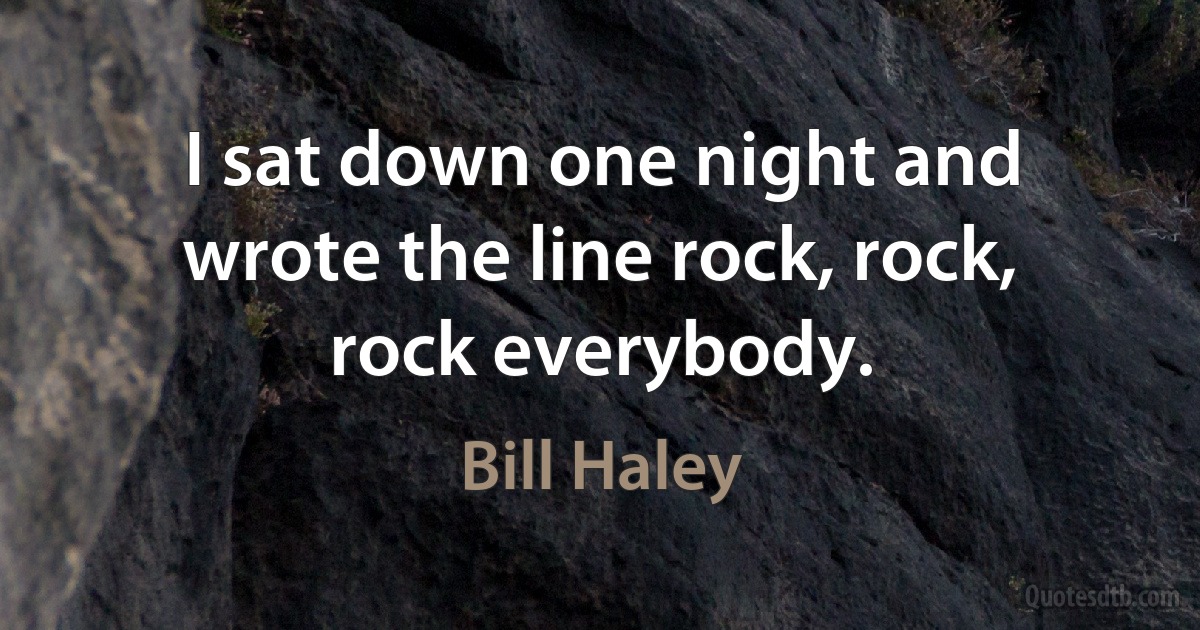 I sat down one night and wrote the line rock, rock, rock everybody. (Bill Haley)