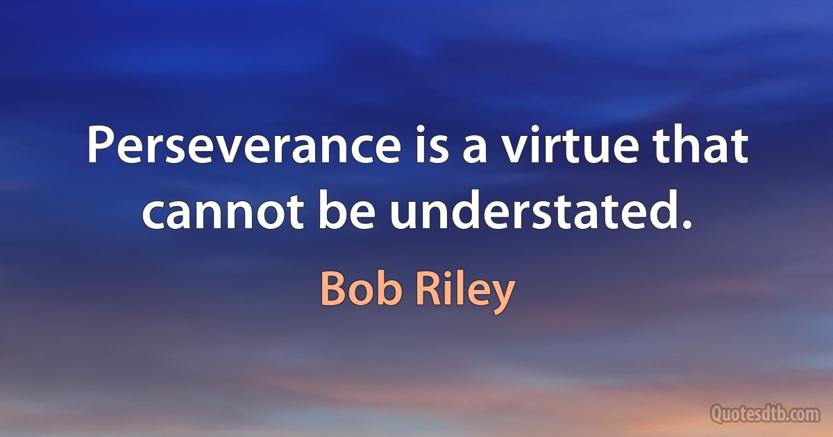 Perseverance is a virtue that cannot be understated. (Bob Riley)