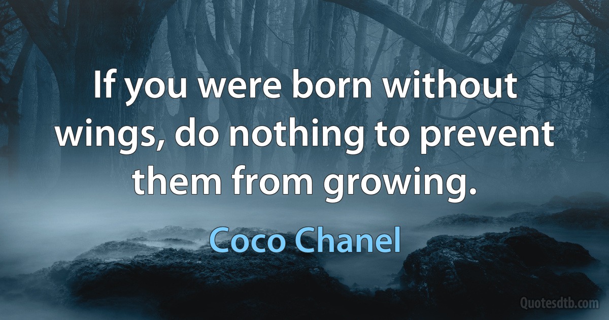 If you were born without wings, do nothing to prevent them from growing. (Coco Chanel)