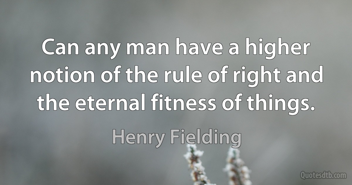 Can any man have a higher notion of the rule of right and the eternal fitness of things. (Henry Fielding)