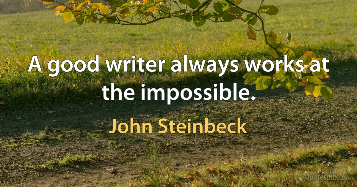 A good writer always works at the impossible. (John Steinbeck)