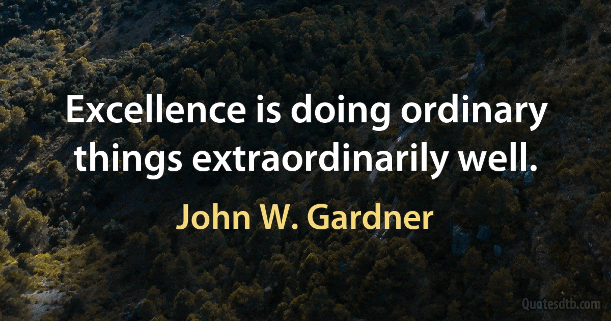 Excellence is doing ordinary things extraordinarily well. (John W. Gardner)