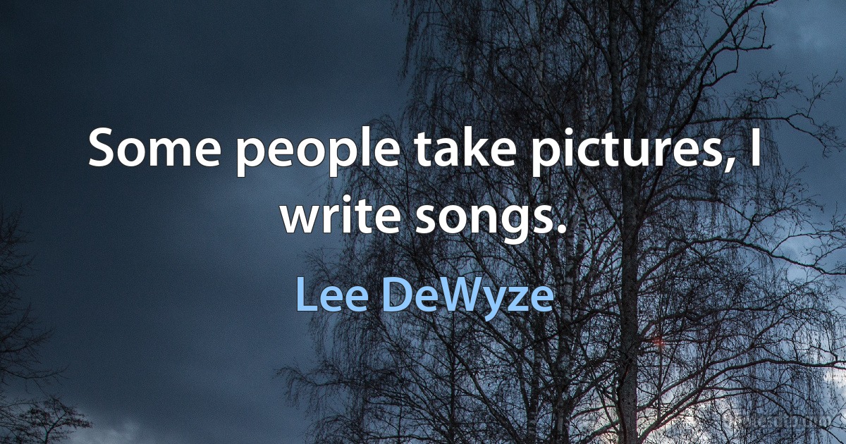 Some people take pictures, I write songs. (Lee DeWyze)