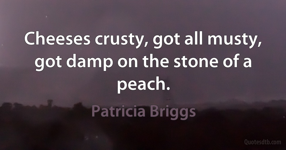 Cheeses crusty, got all musty, got damp on the stone of a peach. (Patricia Briggs)