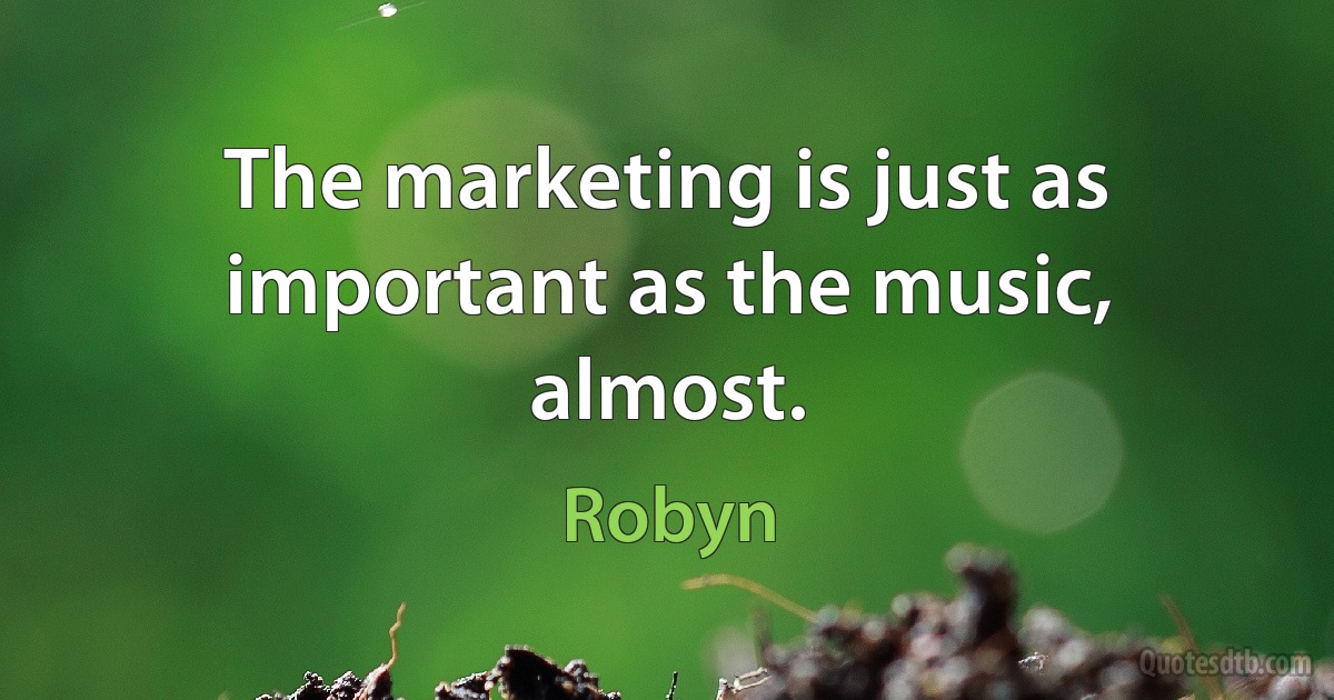 The marketing is just as important as the music, almost. (Robyn)