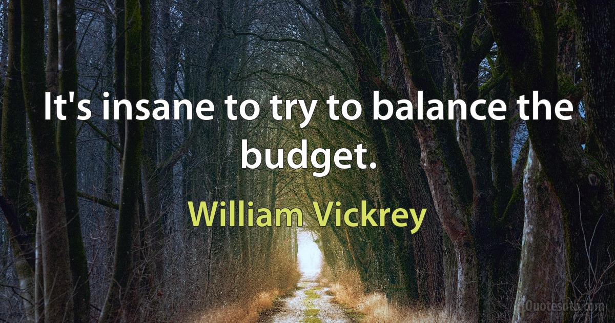 It's insane to try to balance the budget. (William Vickrey)