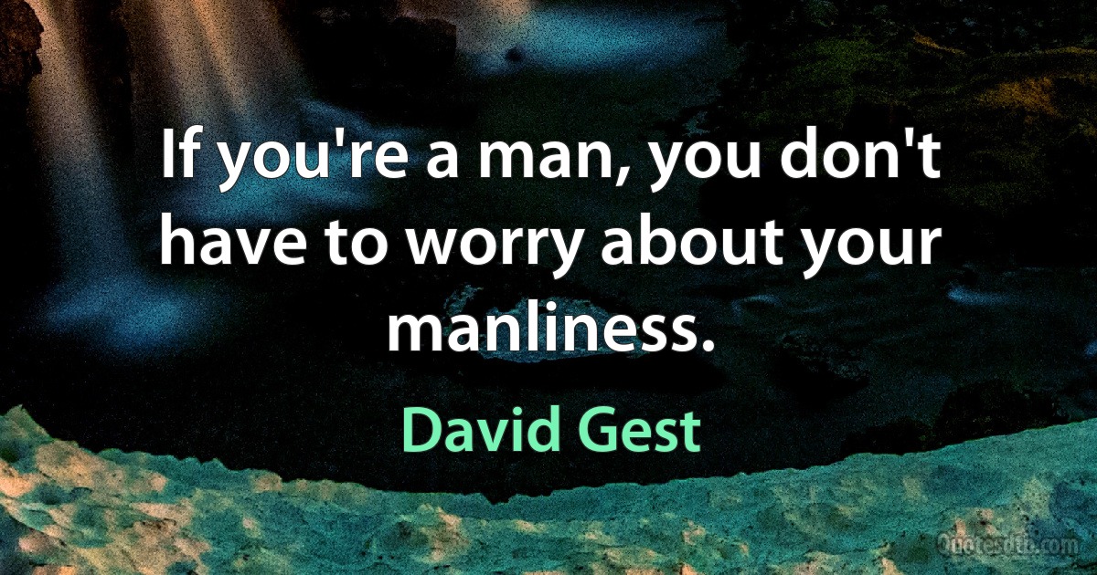 If you're a man, you don't have to worry about your manliness. (David Gest)