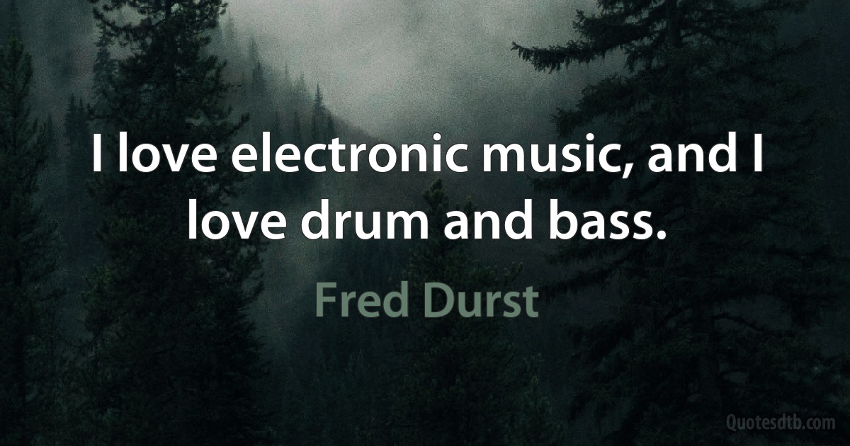 I love electronic music, and I love drum and bass. (Fred Durst)