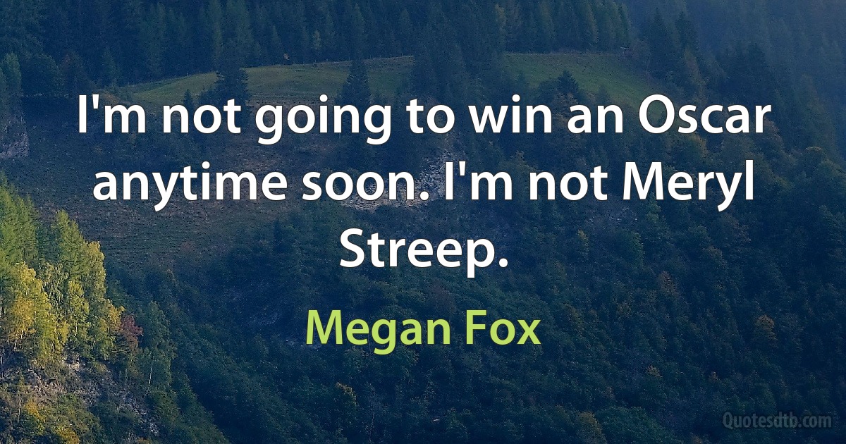 I'm not going to win an Oscar anytime soon. I'm not Meryl Streep. (Megan Fox)