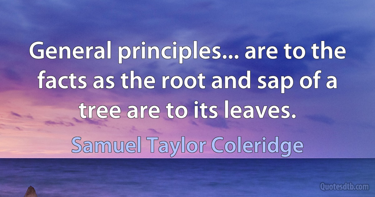 General principles... are to the facts as the root and sap of a tree are to its leaves. (Samuel Taylor Coleridge)