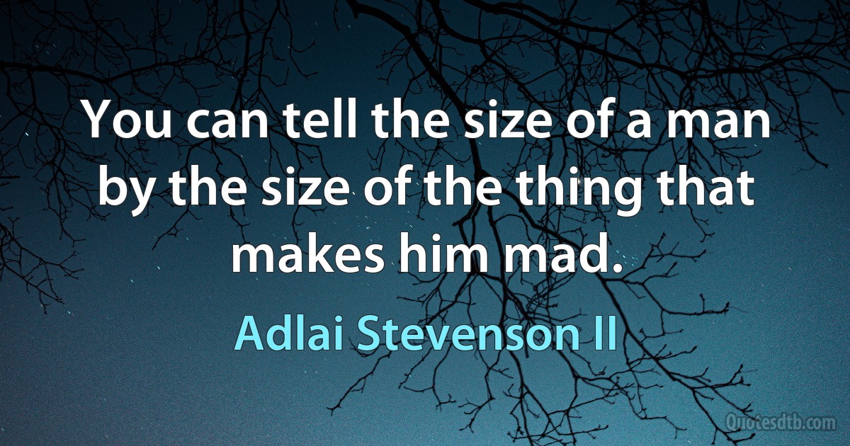 You can tell the size of a man by the size of the thing that makes him mad. (Adlai Stevenson II)