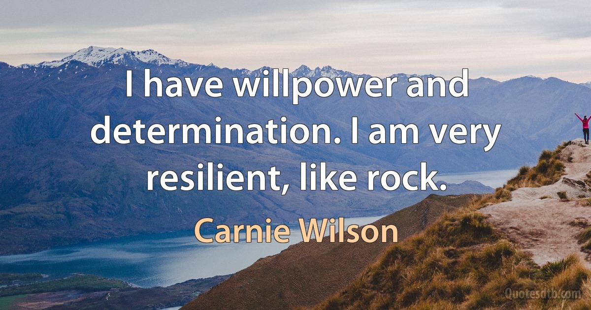 I have willpower and determination. I am very resilient, like rock. (Carnie Wilson)