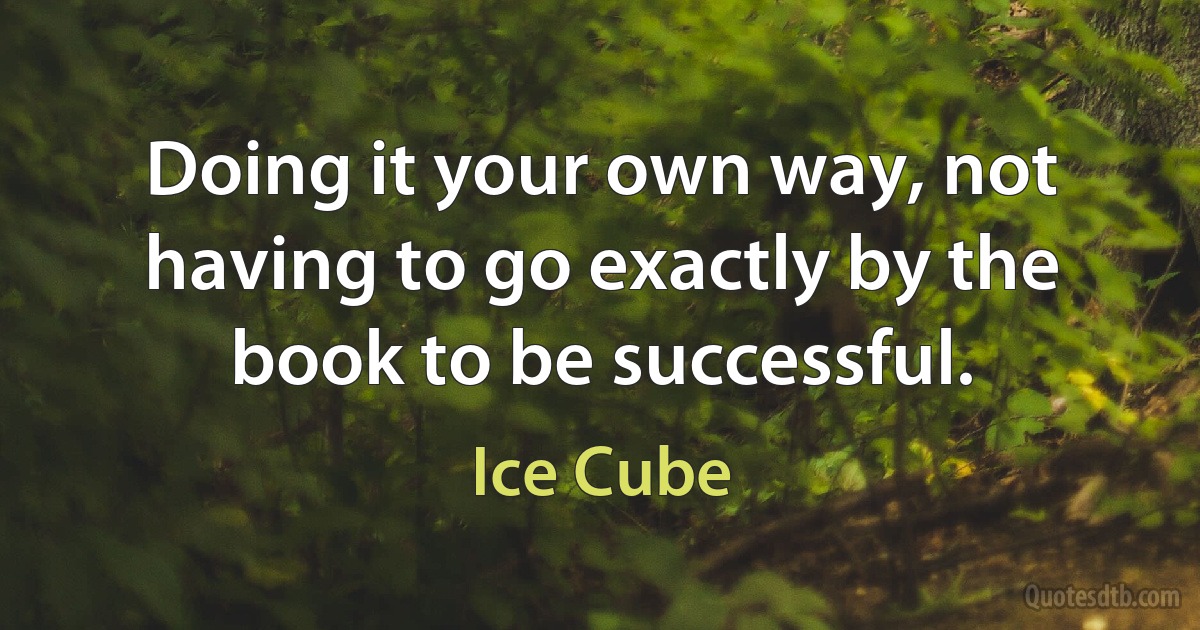 Doing it your own way, not having to go exactly by the book to be successful. (Ice Cube)