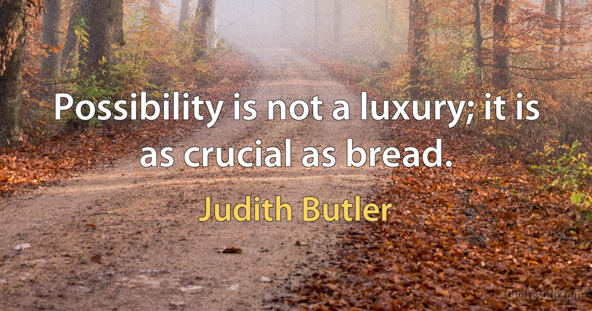 Possibility is not a luxury; it is as crucial as bread. (Judith Butler)