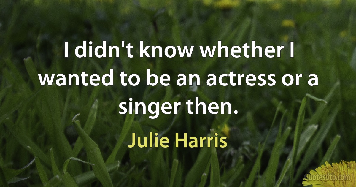 I didn't know whether I wanted to be an actress or a singer then. (Julie Harris)