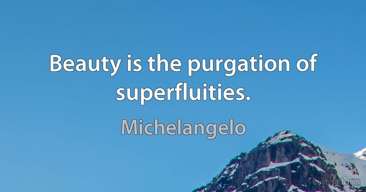 Beauty is the purgation of superfluities. (Michelangelo)