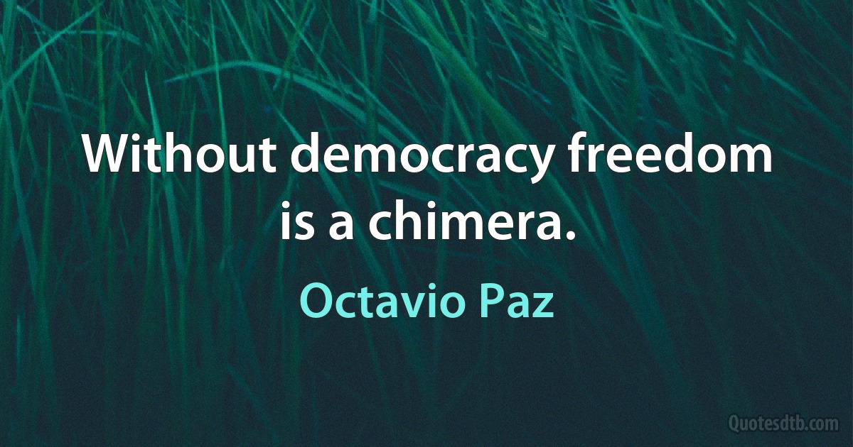 Without democracy freedom is a chimera. (Octavio Paz)