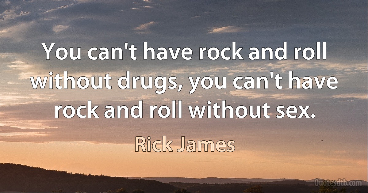 You can't have rock and roll without drugs, you can't have rock and roll without sex. (Rick James)