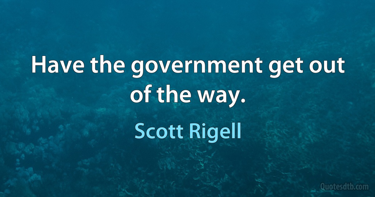 Have the government get out of the way. (Scott Rigell)