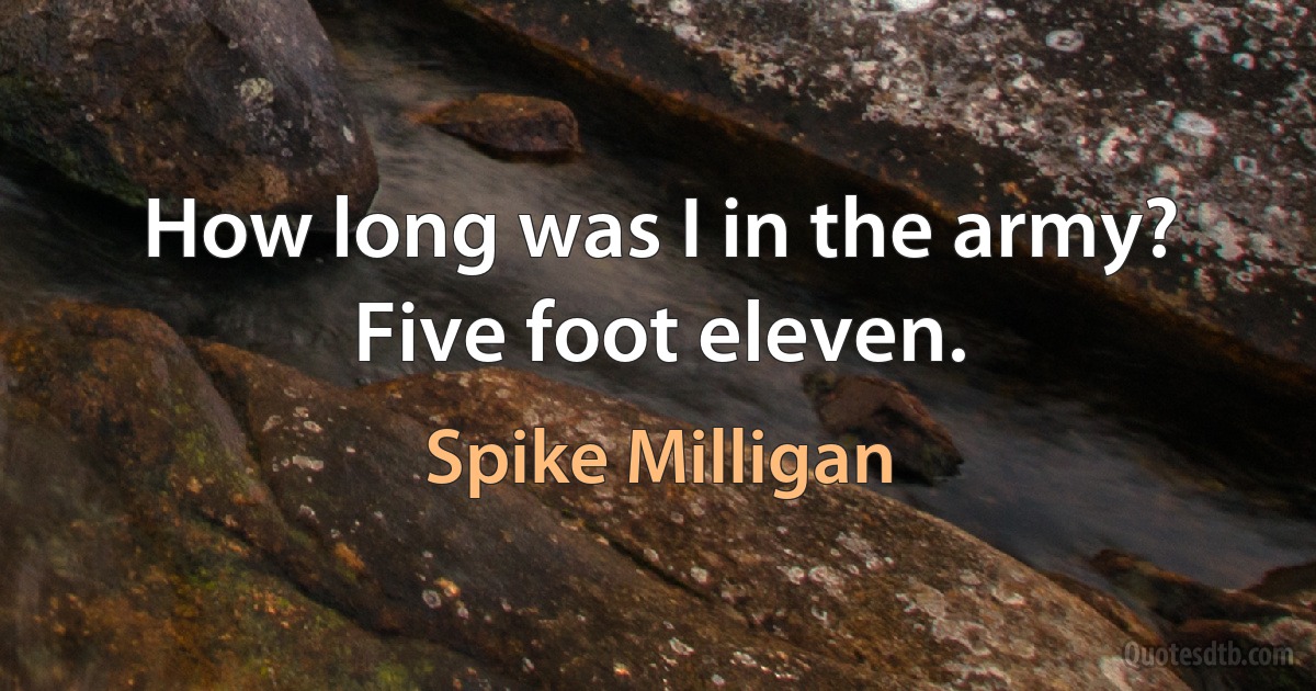 How long was I in the army? Five foot eleven. (Spike Milligan)