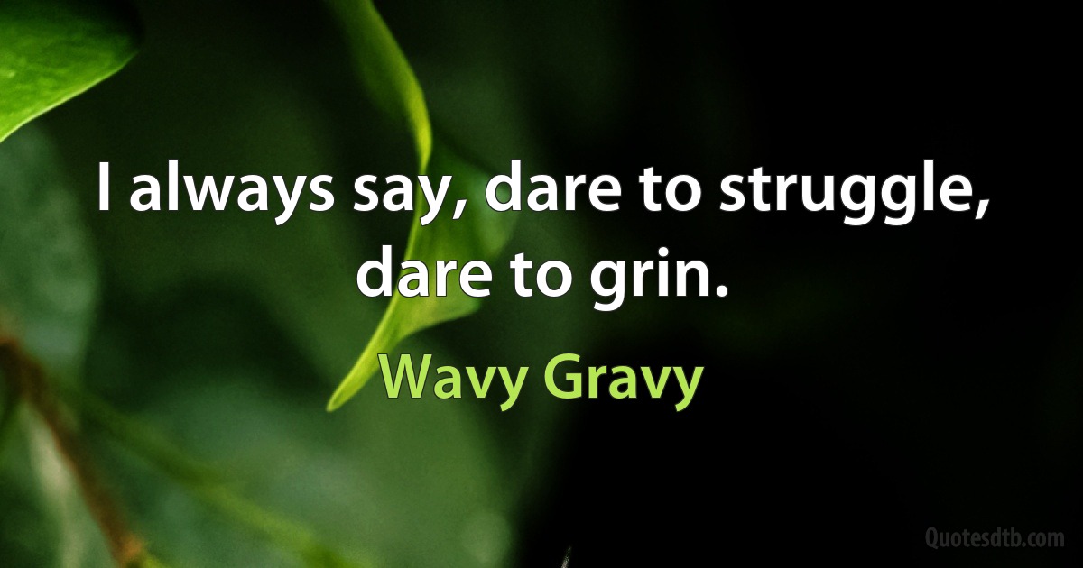 I always say, dare to struggle, dare to grin. (Wavy Gravy)