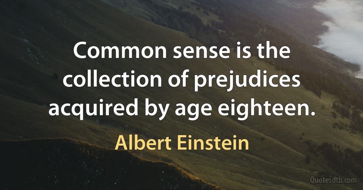 Common sense is the collection of prejudices acquired by age eighteen. (Albert Einstein)