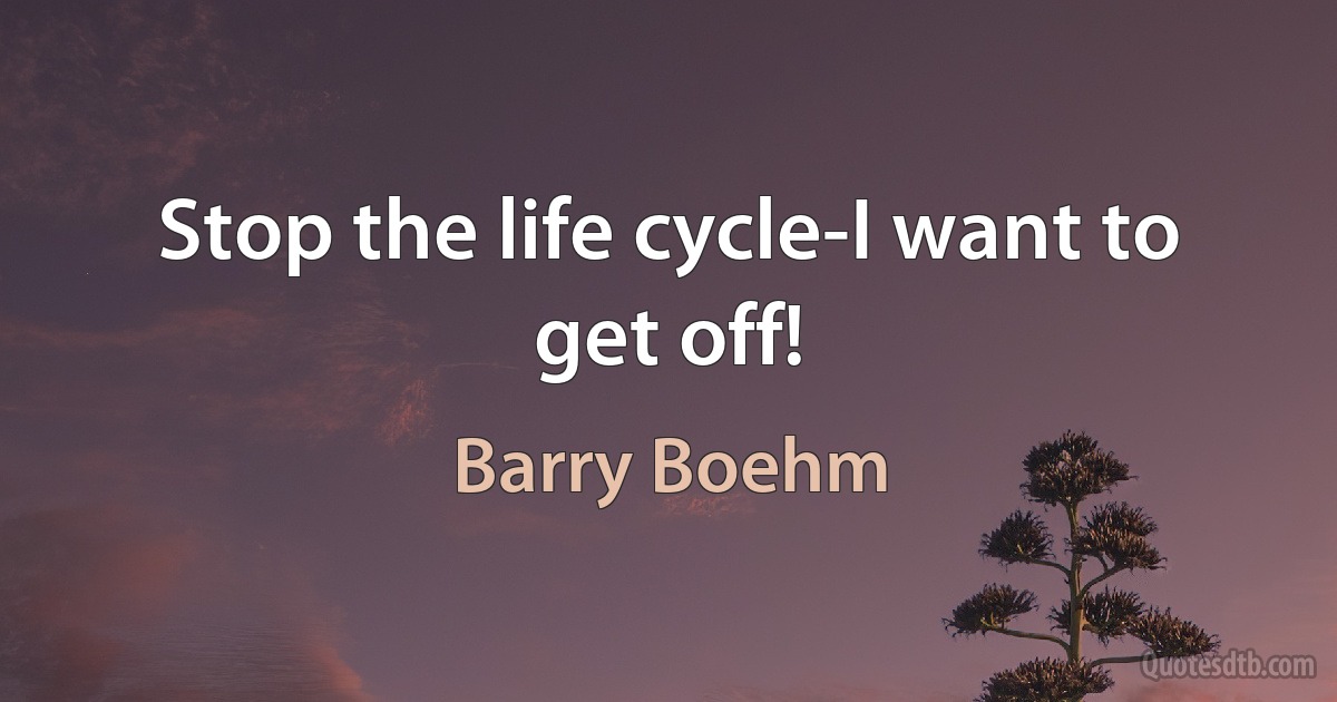 Stop the life cycle-I want to get off! (Barry Boehm)