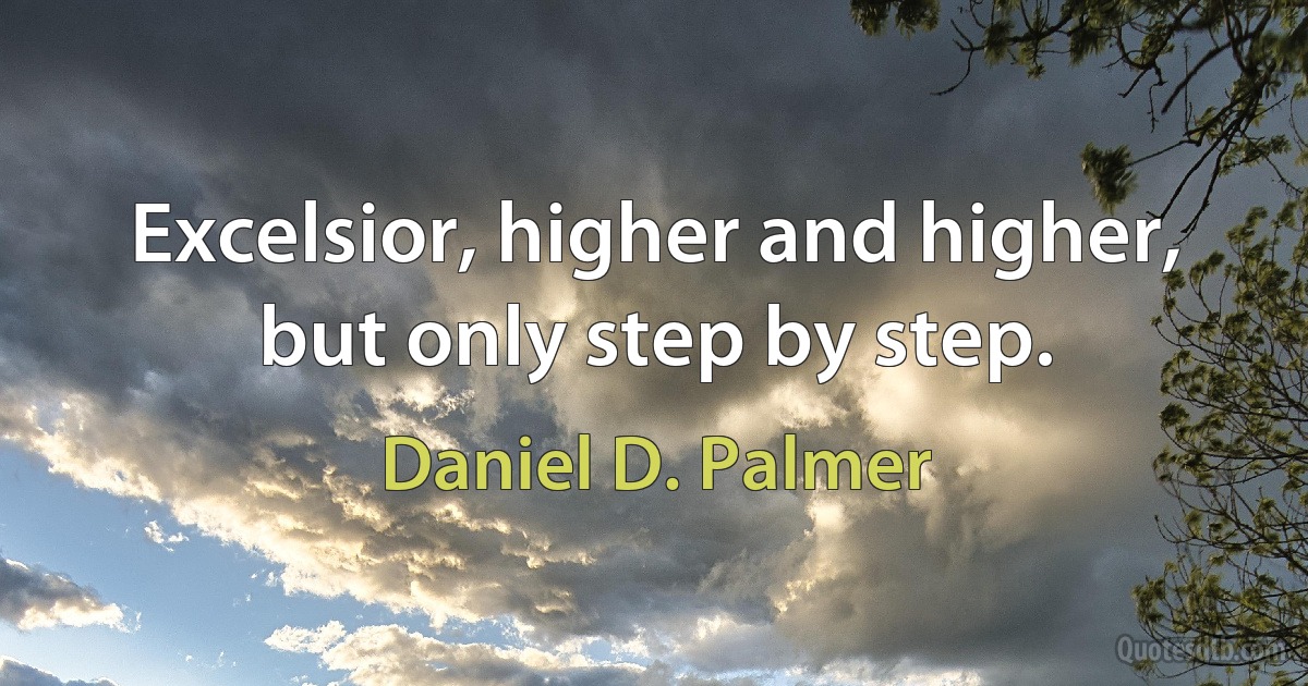 Excelsior, higher and higher, but only step by step. (Daniel D. Palmer)