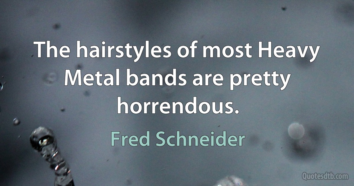 The hairstyles of most Heavy Metal bands are pretty horrendous. (Fred Schneider)