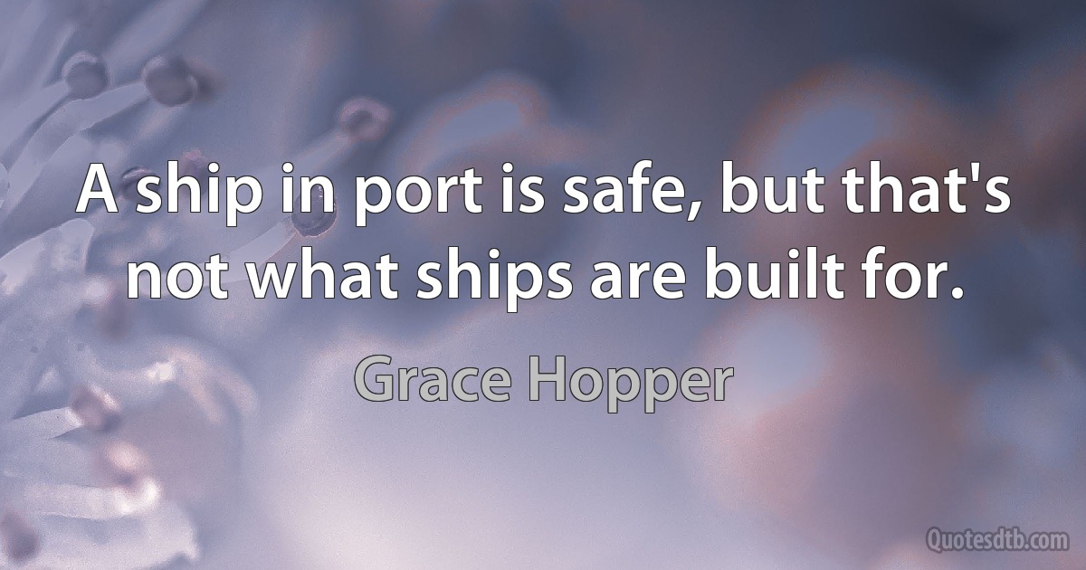 A ship in port is safe, but that's not what ships are built for. (Grace Hopper)