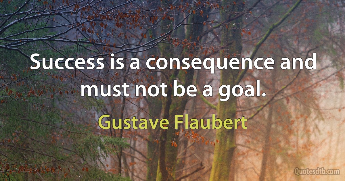 Success is a consequence and must not be a goal. (Gustave Flaubert)