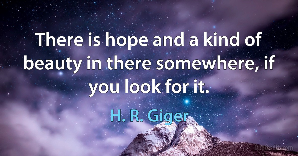 There is hope and a kind of beauty in there somewhere, if you look for it. (H. R. Giger)