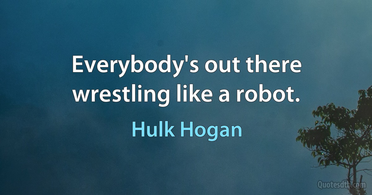 Everybody's out there wrestling like a robot. (Hulk Hogan)