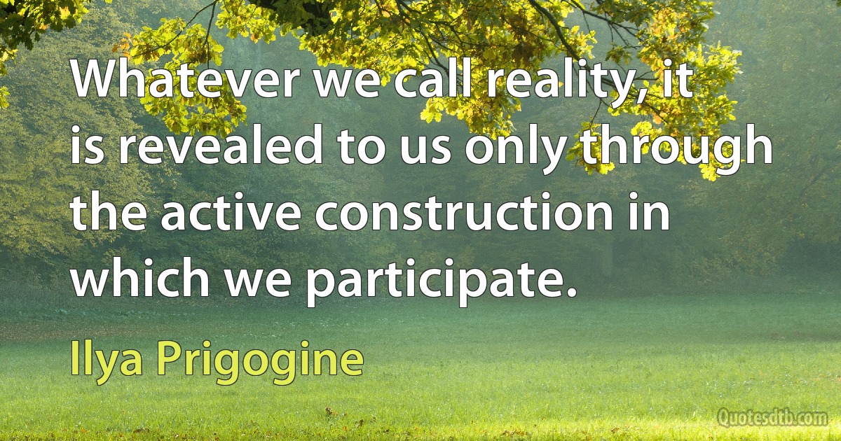 Whatever we call reality, it is revealed to us only through the active construction in which we participate. (Ilya Prigogine)