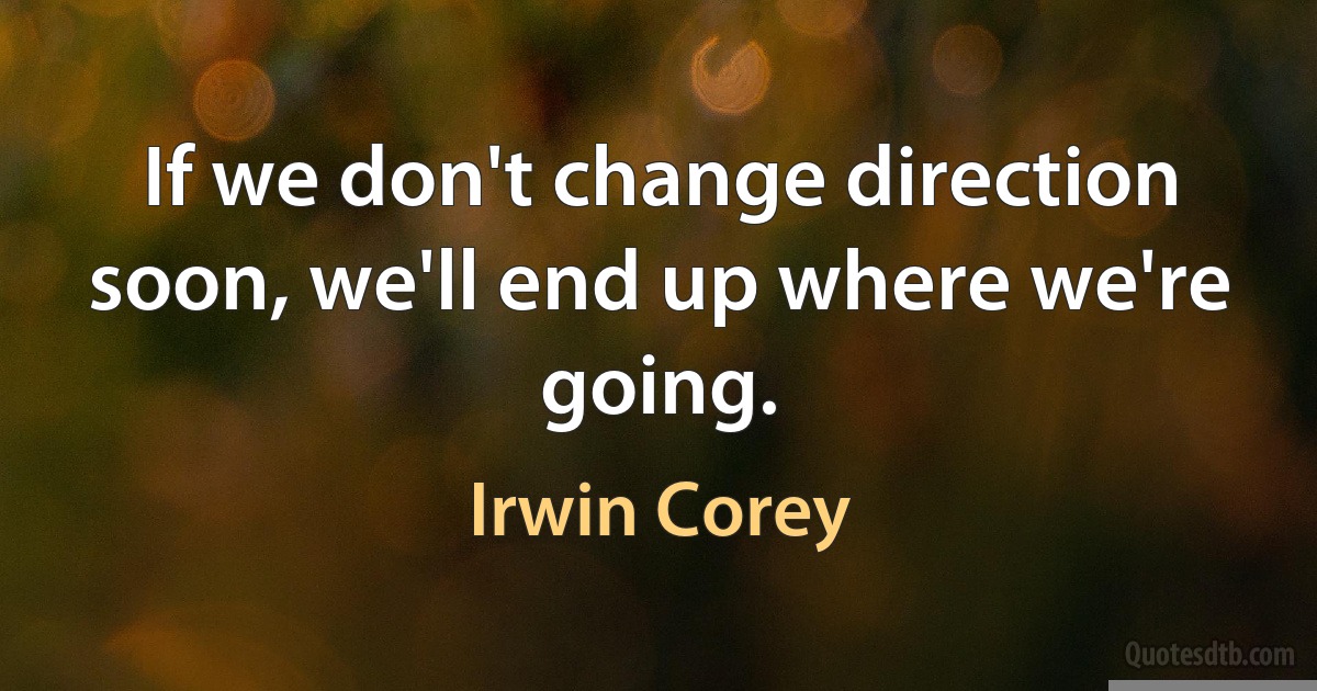 If we don't change direction soon, we'll end up where we're going. (Irwin Corey)