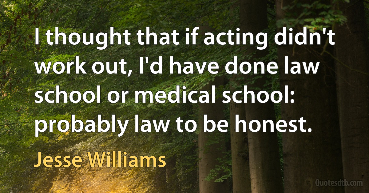 I thought that if acting didn't work out, I'd have done law school or medical school: probably law to be honest. (Jesse Williams)