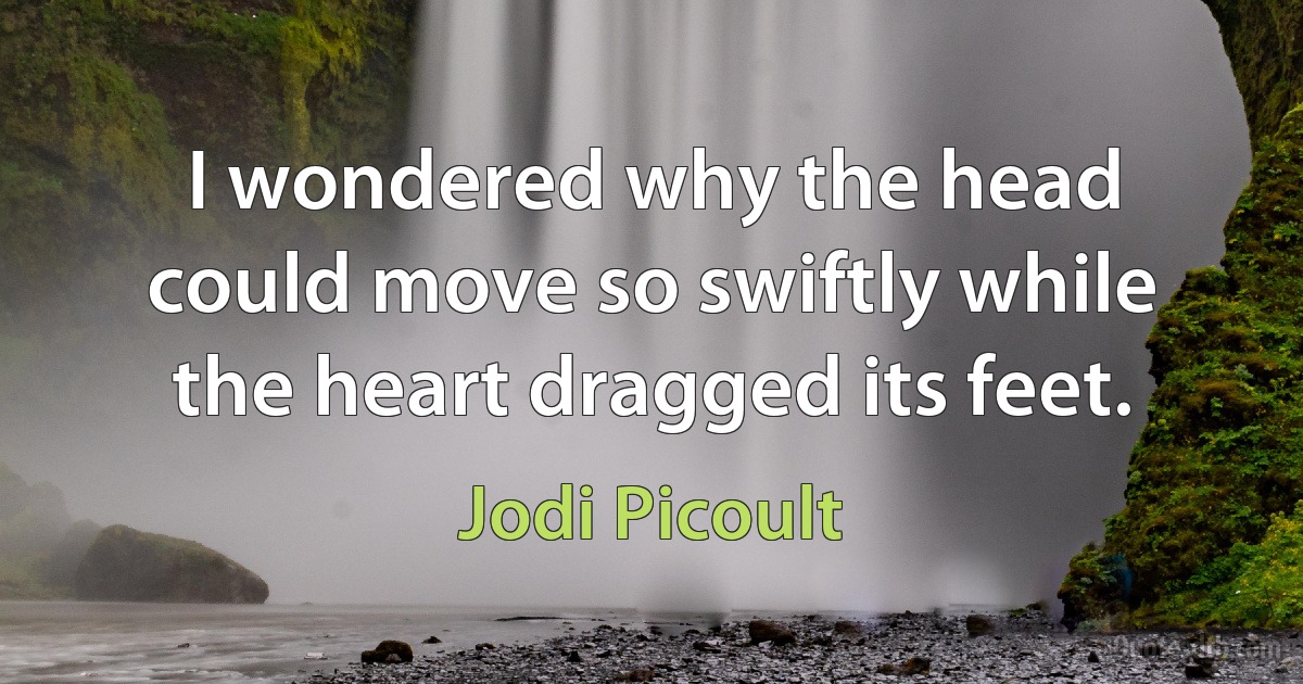 I wondered why the head could move so swiftly while the heart dragged its feet. (Jodi Picoult)