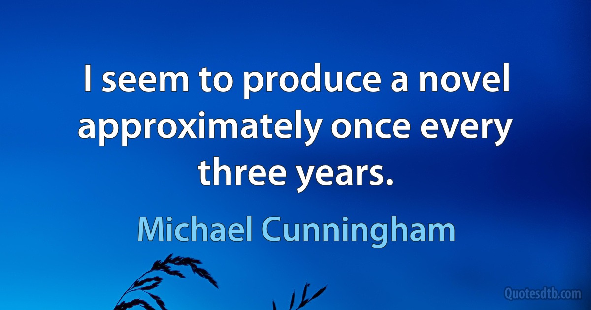 I seem to produce a novel approximately once every three years. (Michael Cunningham)