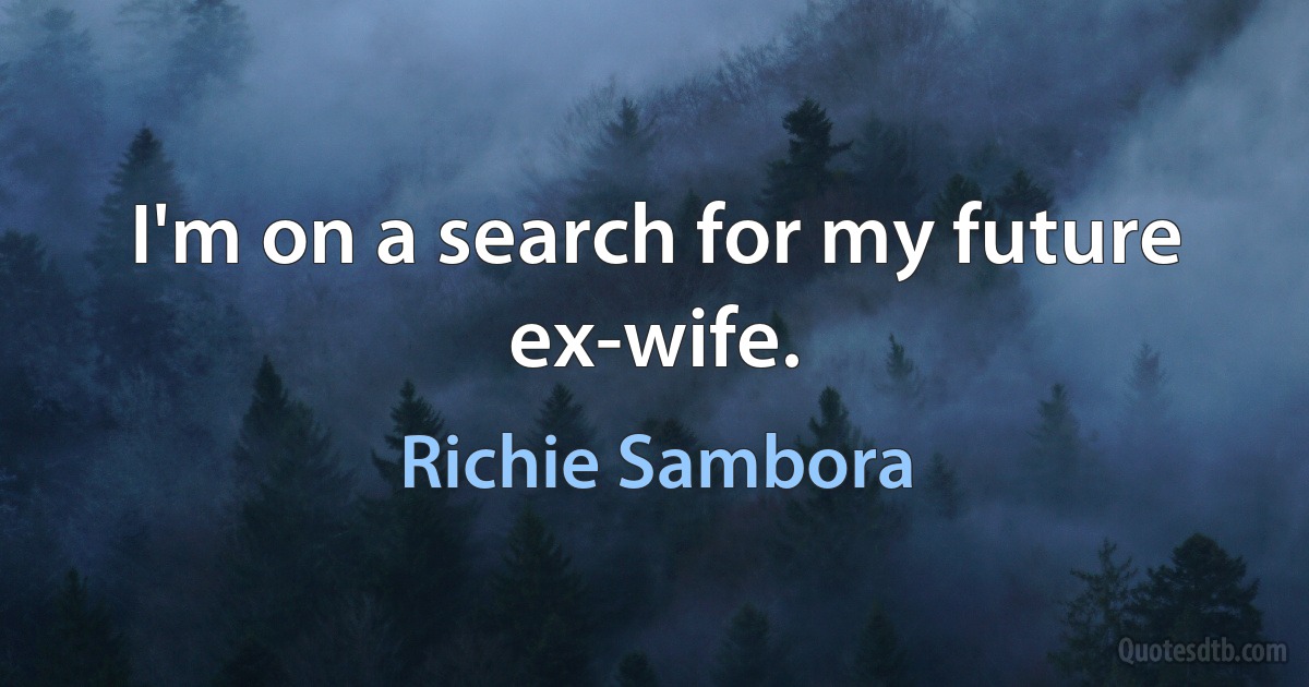 I'm on a search for my future ex-wife. (Richie Sambora)