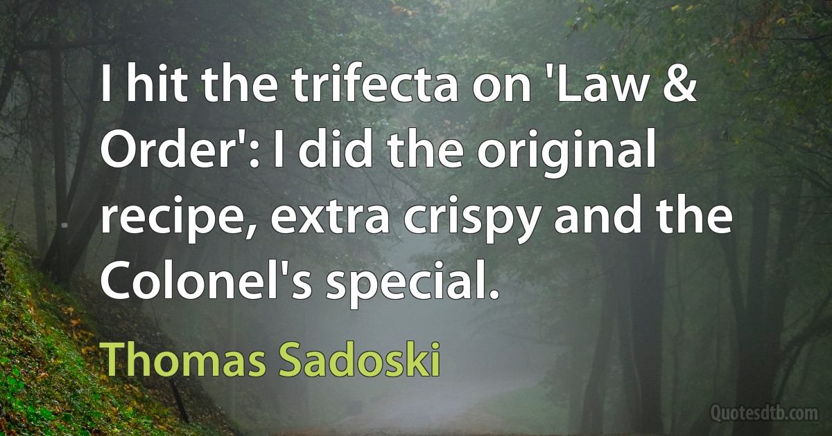 I hit the trifecta on 'Law & Order': I did the original recipe, extra crispy and the Colonel's special. (Thomas Sadoski)