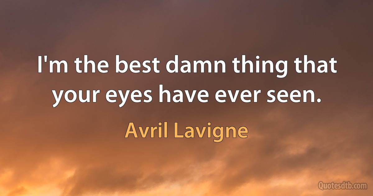 I'm the best damn thing that your eyes have ever seen. (Avril Lavigne)